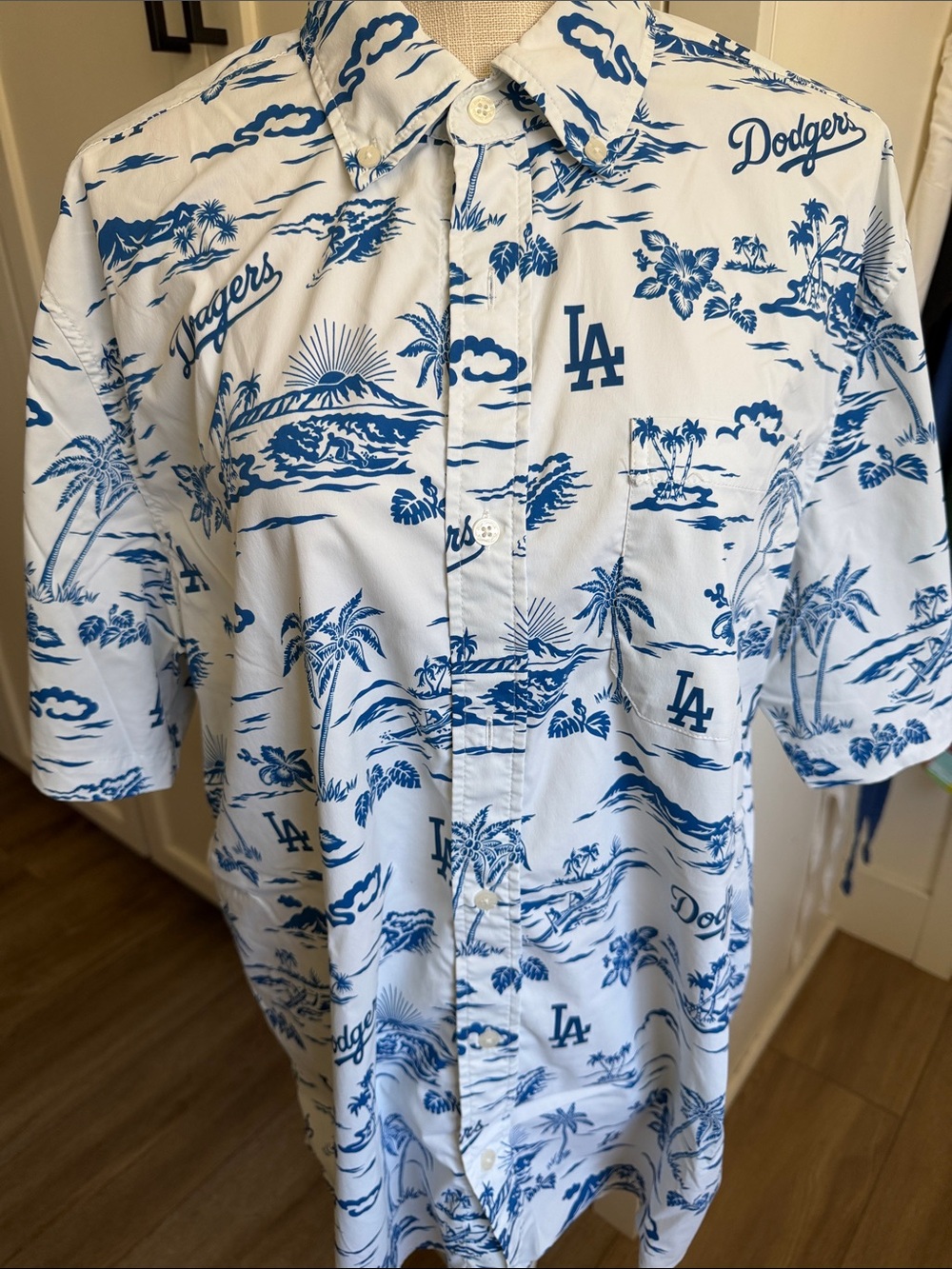 Reyn Spooner Dodgers Hawaiian Button-Up button down Shirt large